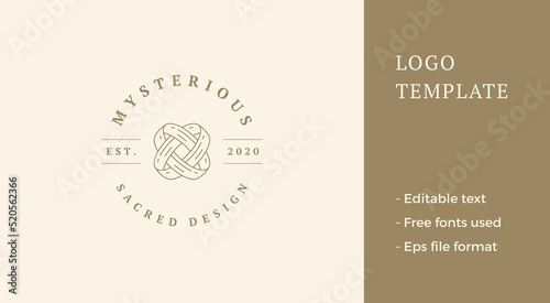 Intertwined wedding rings logo template linear vector illustration