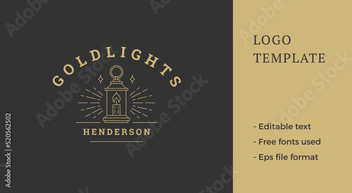Vector illustration outline of shining lantern logo line style