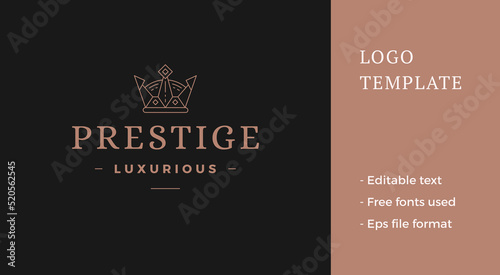 фотографія Premium golden medieval crown linear simple logo with place for text decorative