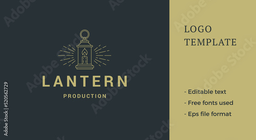 Vector illustration outline of shining lantern logo line style