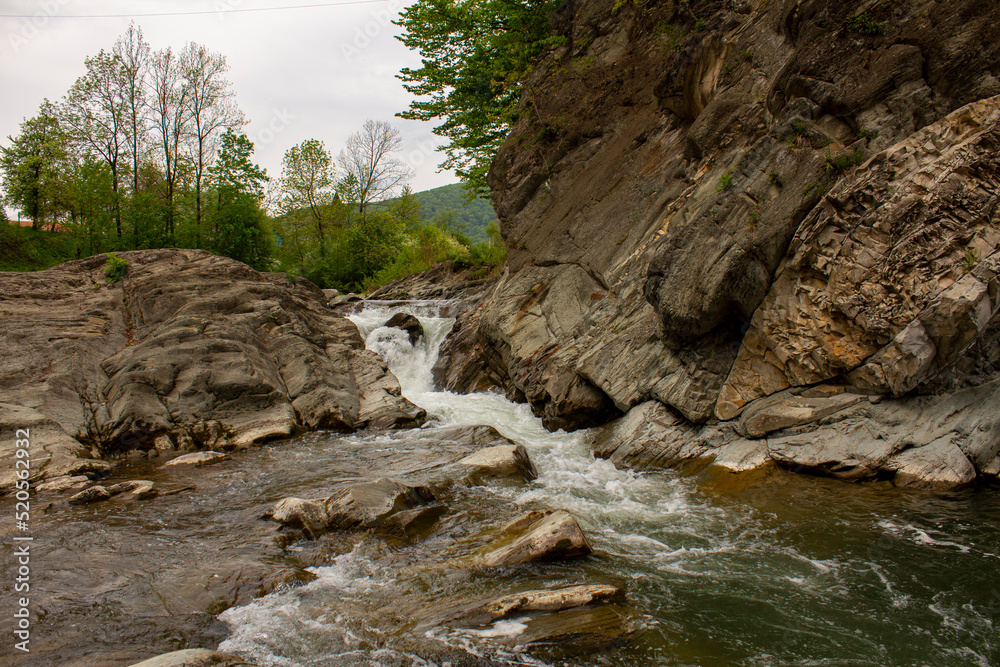 Obraz premium Waterfall on a mountain river in Sheshory