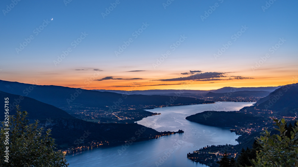 Sunset over the lake of Annecy France