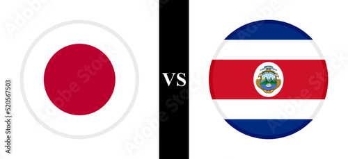 the concept of japan vs costa rica. flags of japanese and costa rican. vector illustration