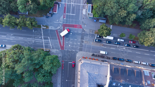 Top view of traffic on an European street in the city of Munich photo