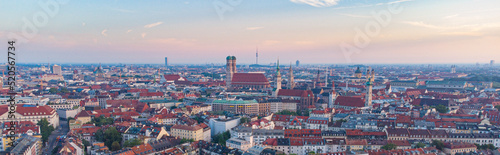 Munich panoramic aerial view of the city centre at sunrise