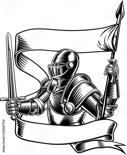 Knight With Banner Battle Flag Standard Ribbon