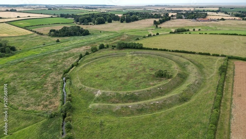 Aerial shot of the Warham Camp Iron Age Fort in Norfolk, England. photo