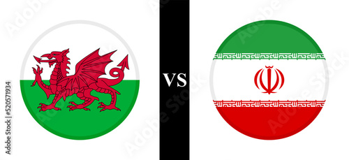the concept of wales vs iran. flags of welsh and iranian. vector illustration
