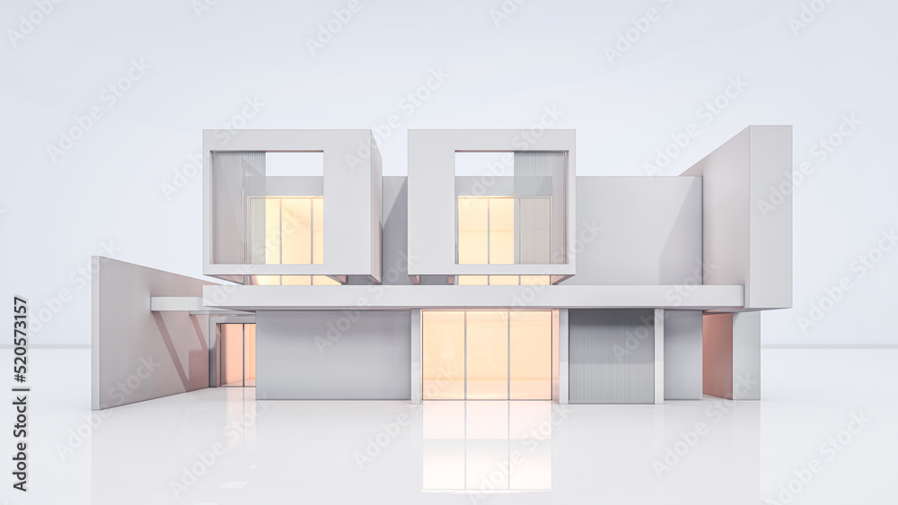 3D rendering illustration of modern house 3D rendering illustration of modern house