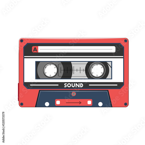 Retro Classic Orange Cassette Tape Clip Art Rainbow Colors Record Music Radio Audio Vintage Cute Case Illustration.