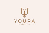 Beauty Rose logo vector logo design template, feminine Y sign line petal beauty salon. Flower Y Letter