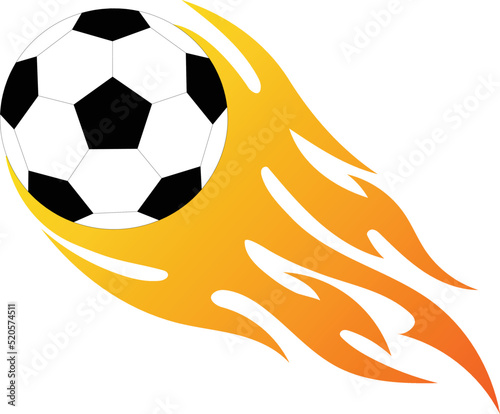 Fotografija Soccer ball in burning fire flames isolated on white background