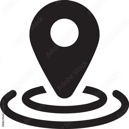 Digital illustration of a simple GPS geolocation icon symbol
