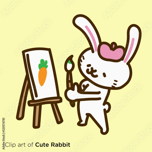 ウサギのキャラクターイラストシリーズ　「芸術家」