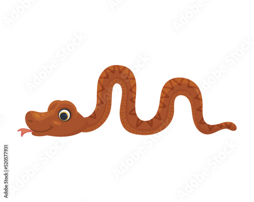 Boa or anaconda snake crawling, flat cartoon vector illustration isolated.