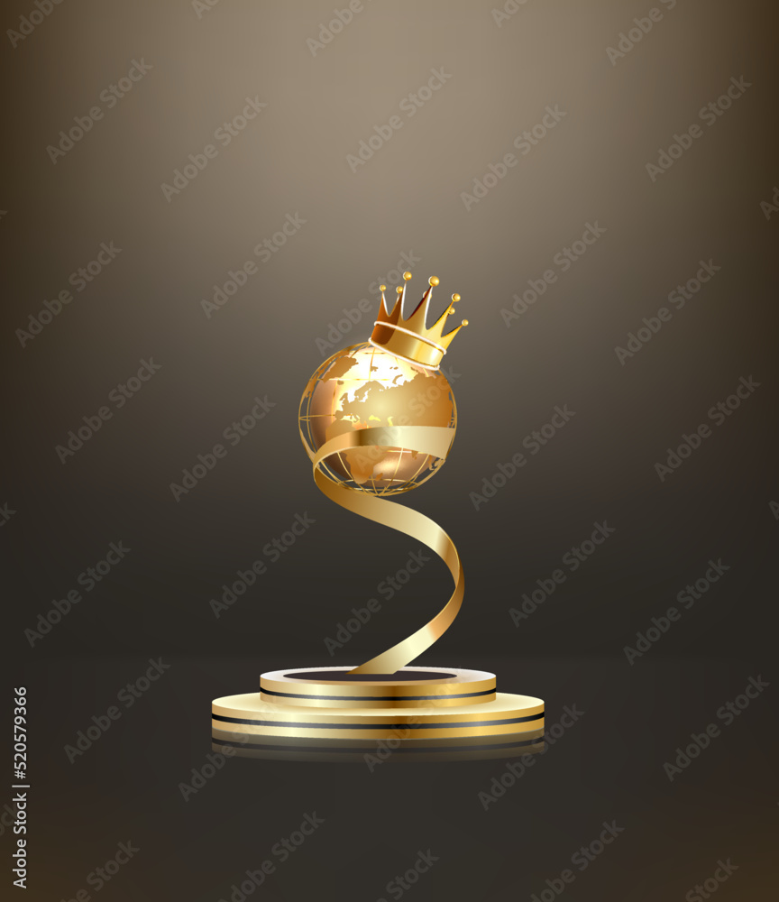 Winner award champion realistic golden trophy and crown template Stock ...