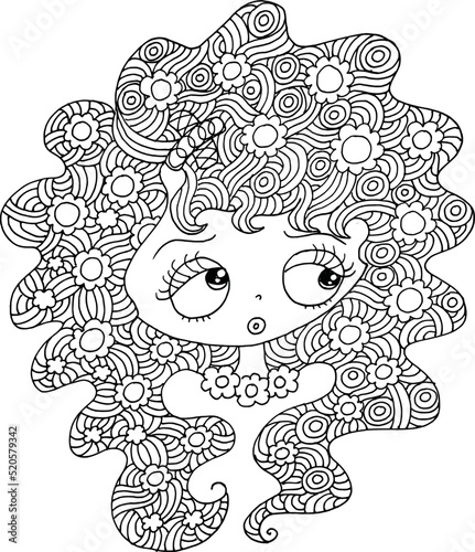 Fototapeta Naklejka Na Ścianę i Meble -  black and white Beauty Hair Pattern Design vector drawing