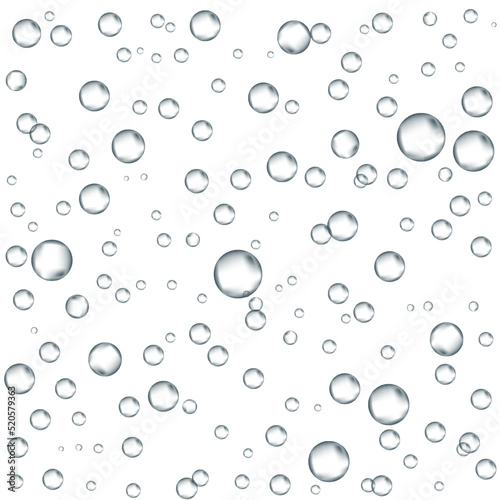 Oxygen air bubbles  flow  in water on white  background.