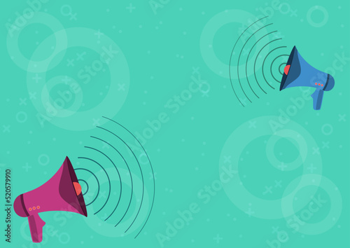 Megaphones shouting and announcing a message