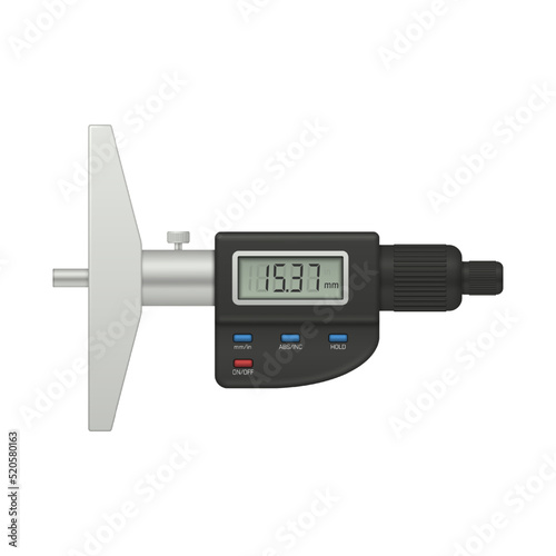 Digital depth gauge. Depth measurement tool. Vector illustration.