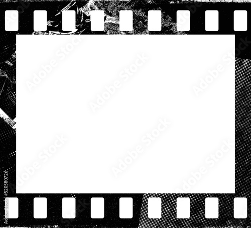 Grunge Filmstrip Border Frame . Film frame photo strip. Camera roll vintage design  .Photo Album. Grunge effect .Vector