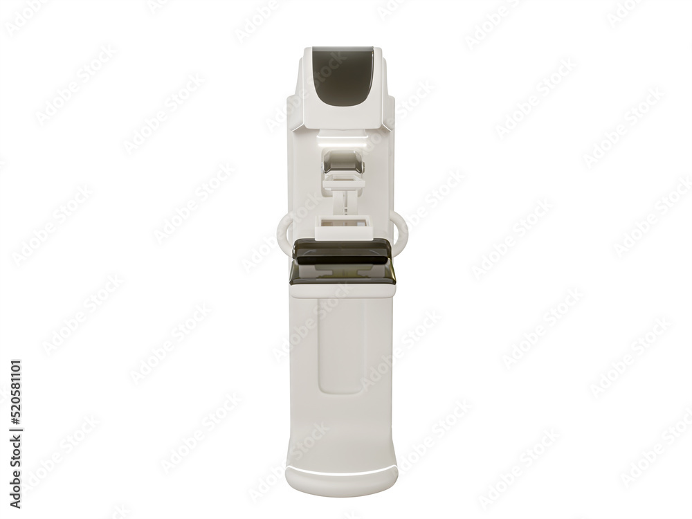 Mammography device for screening breast cancer in hospital on pink background. Mammography device for screening breast cancer in hospital on pink background.