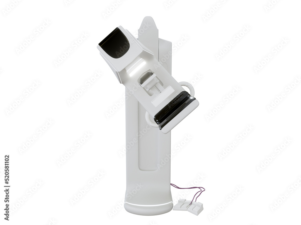 Mammography device for screening breast cancer in hospital on pink background. Mammography device for screening breast cancer in hospital on pink background.