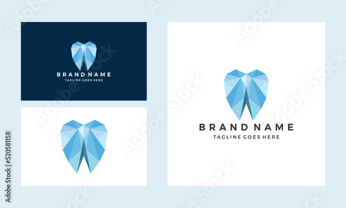 dental low poly logo design. polygonal, geometric logo design