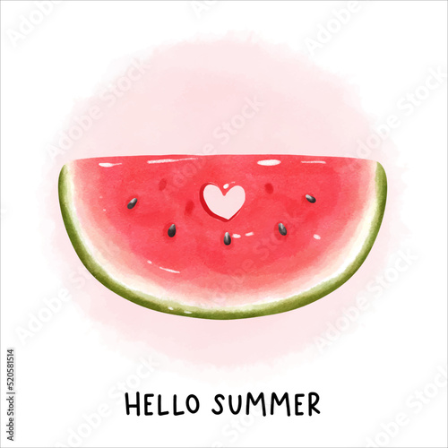 watercolor watermelon, fruit vector illustration