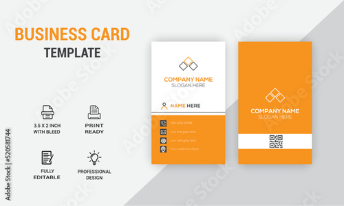 Vertical Business Card Design.  Company Card Design. Photos & Vector Standard Template