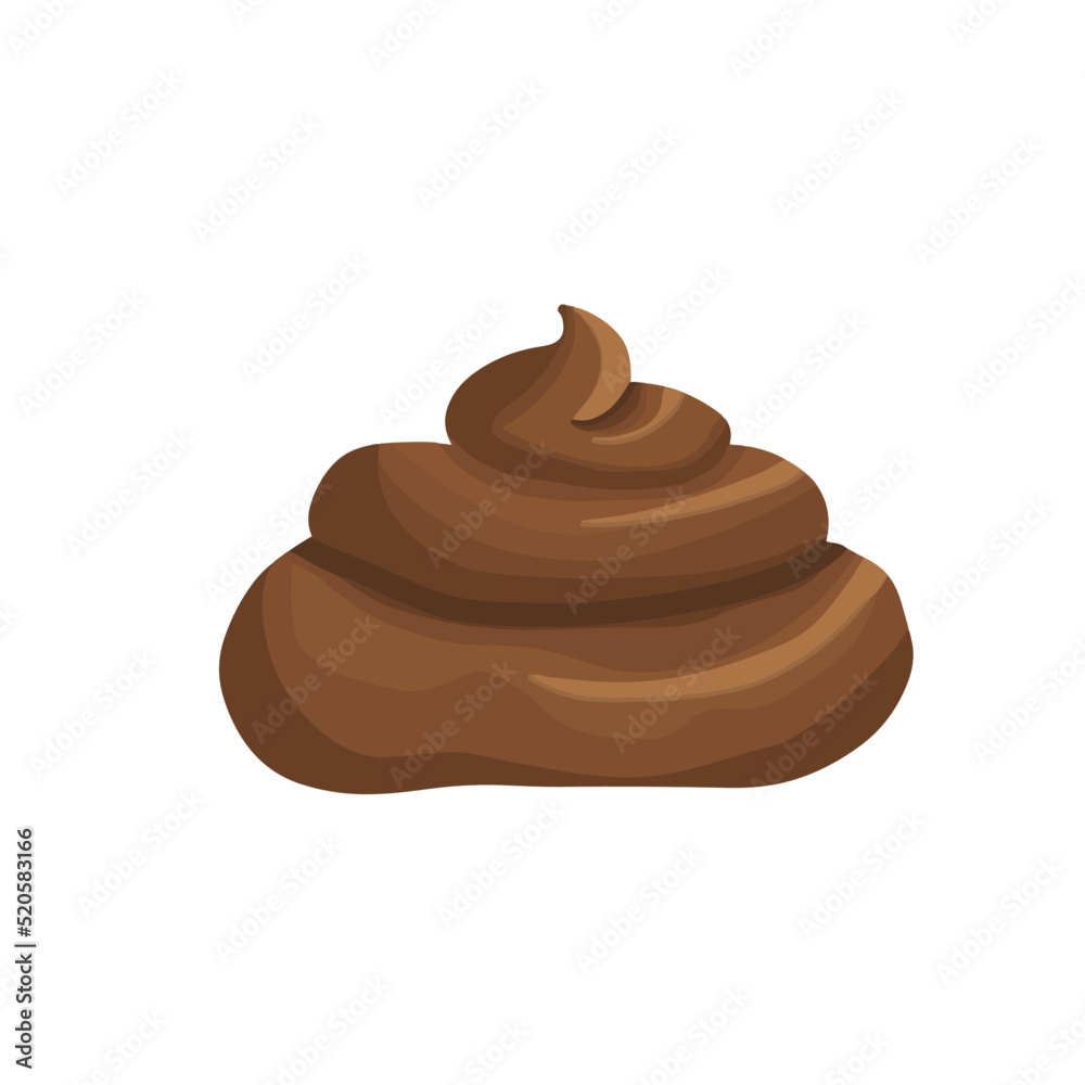 Brown poop vector illustration. Pile of dog poo in flat cartoon style isolated on white background. Funny excrement art. Brown poop vector illustration. Pile of dog poo in flat cartoon style isolated on white background. Funny excrement art.