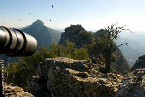 Beautiful view of the castle of Monfrague in Monfrague NP, Extremadura, Spain photo