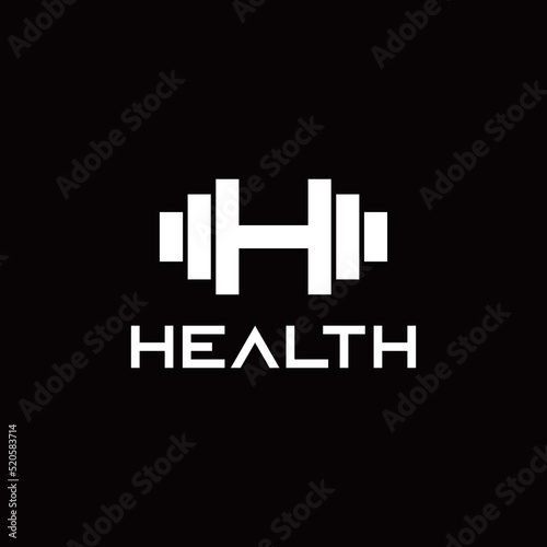 initial H logo, isolated from barbell shape and letter H forms a logo for the fitness industry or brand.