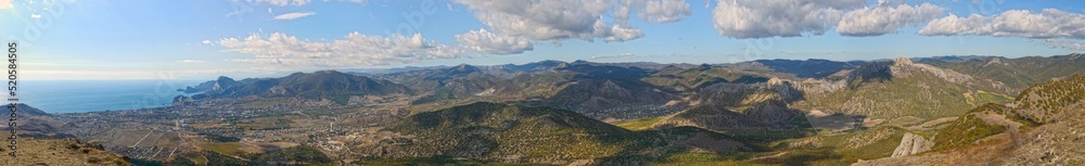 View towards Sudak area from Ai-Georg mountain, Crimea, Russia.
