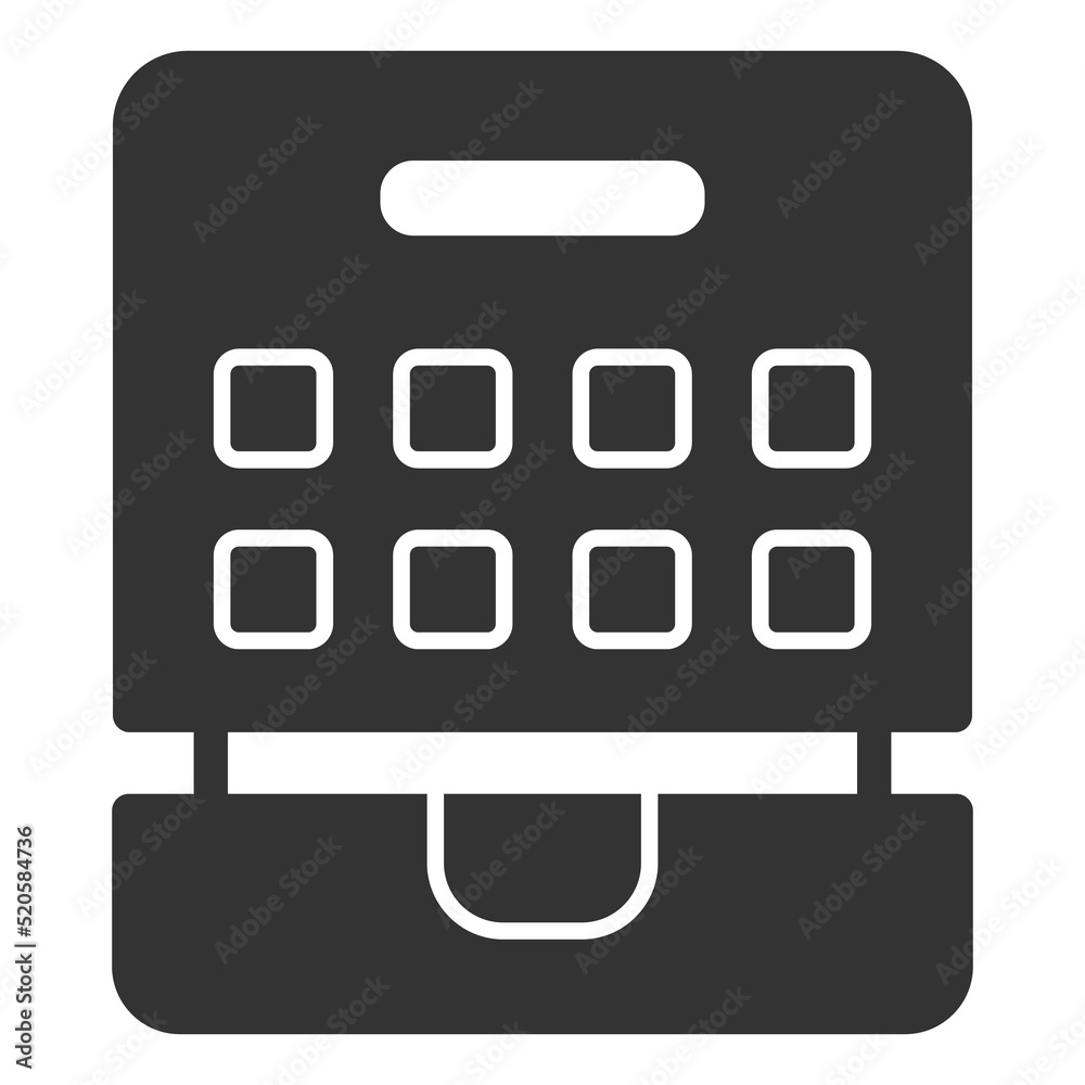 Electric waffle maker for confectionery - icon, illustration on white background, glyph style Electric waffle maker for confectionery - icon, illustration on white background, glyph style