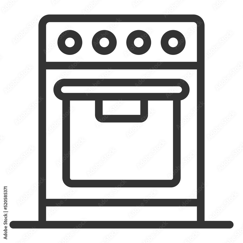 Electric, gas stove with oven - icon, illustration on white background, outline style Electric, gas stove with oven - icon, illustration on white background, outline style