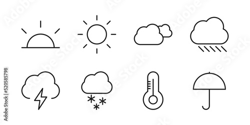 Editable Weather set pack line icon. Vector illustration isolated on white background. using for website or mobile app