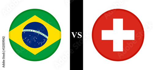 the concept of brazil vs switzerland. flags of brazilian and swiss. vector illustration