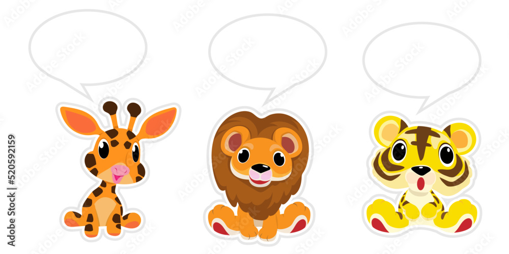 Obraz premium Cute animals in Zoo, Placards and banner in zoos Design for banner, layout, annual report, web, flyer, brochure, ad.