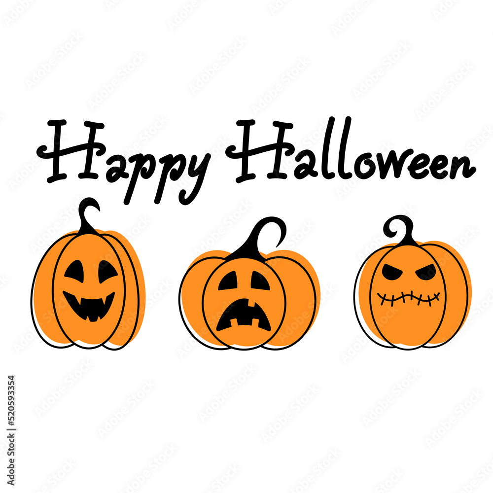 Halloween doodle pumpkins vector illustration. Happy Halloween Halloween doodle pumpkins vector illustration. Happy Halloween