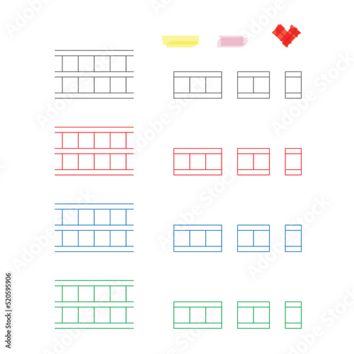 컬러풀 원고지_글자 개수별 조각, 마스킹테이프-03