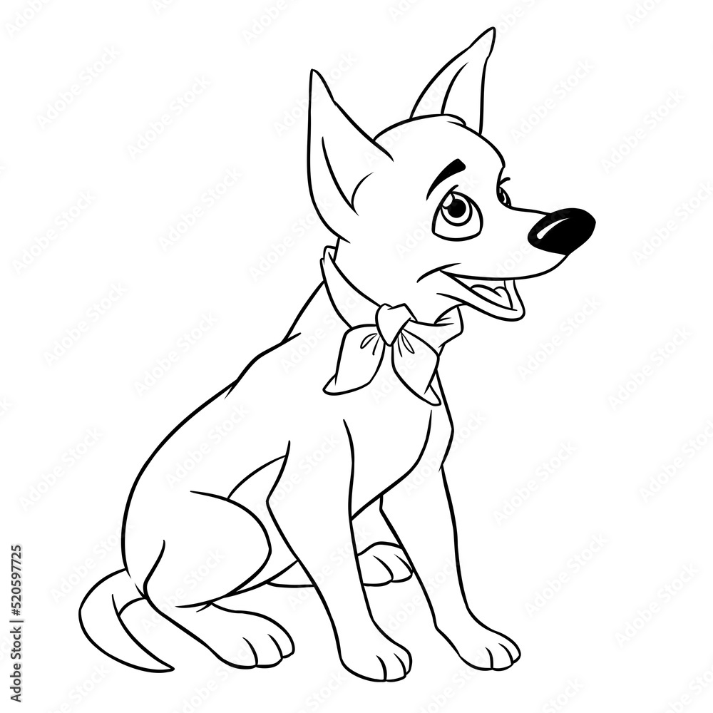 Animal joy dog sitting character cartoon illustration coloring page