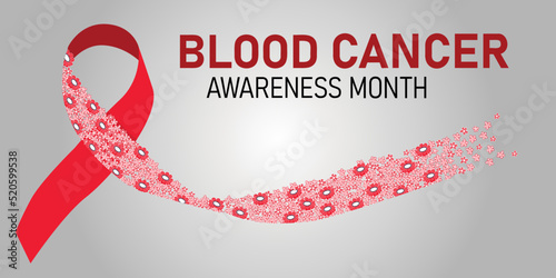 Blood Cancer Awareness Month banner. Horizontal illustration of ribbon with flowers