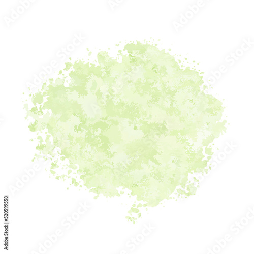 Abstract green watercolor water splash on a white background. Vector watercolour texture in salad color. Ink paint brush stain. Green splatter spot. Watercolor pastel splash