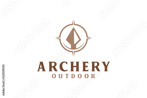 Stone spear archery logo design compass wind rose icon hunting hunter symbol minimalist modern