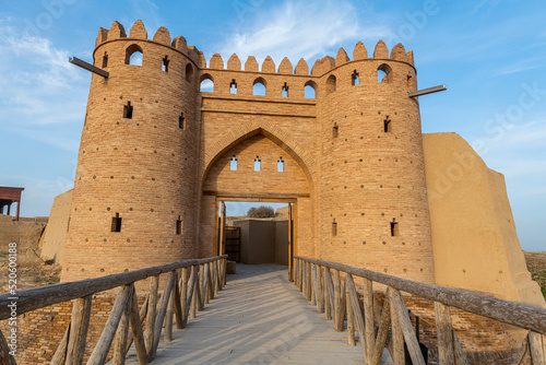 Entrance gate, Otrartobe settlement, Turkistan, Kazakhstan photo