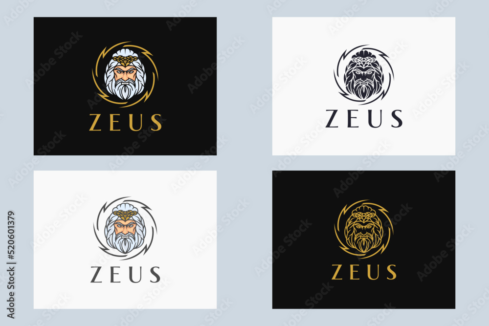 zeus head logo, orkus logo template set vector illustration