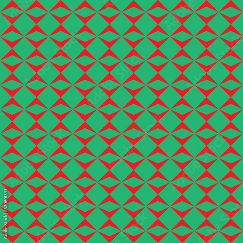 Red triangle pattern on green background. Colorful modern backdrop design. Up arrow pattern on green background.