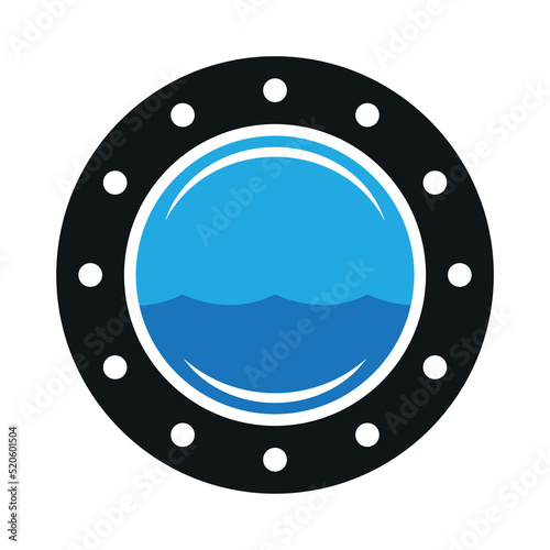 porthole icon with sea view marine holiday design