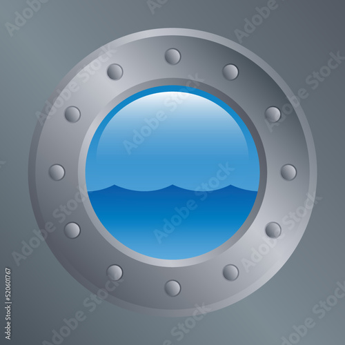porthole icon with sea view marine holiday design